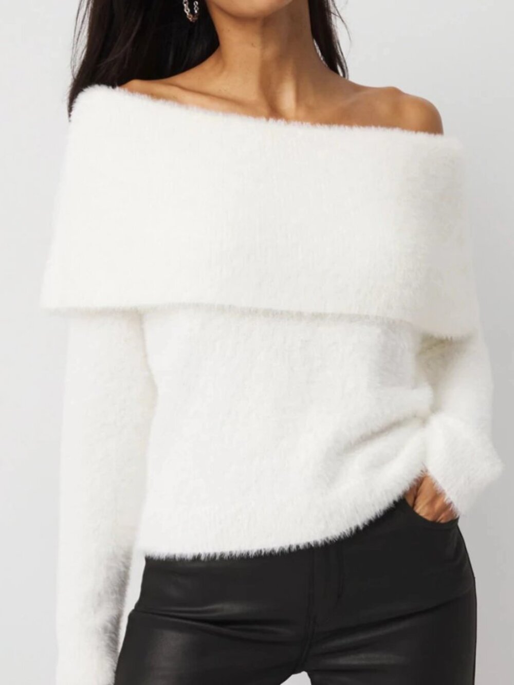 NWT white house black market sooo soft brushed off shoulder sweater